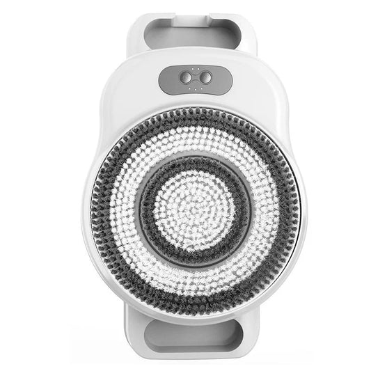 Automatic shower scrubber with circular rotating bristle brush head
