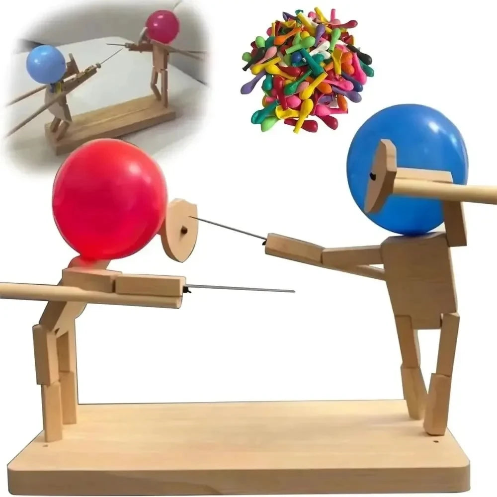 Bamboo man battle game with wooden swords and shield accessories