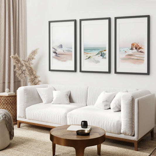 Watercolor Coastal Wall Art Set of 3 Beach Prints