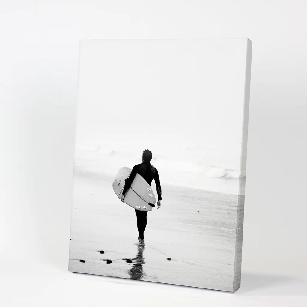 Black and White Surfer Photo - Coastal Wall Art Print