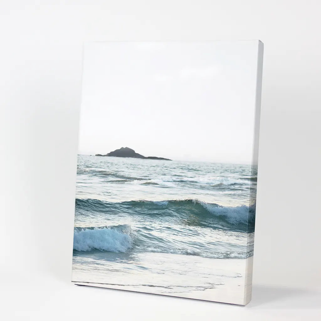 Blue Ocean Waves Wall Art Print, Coastal Shoreline Decor