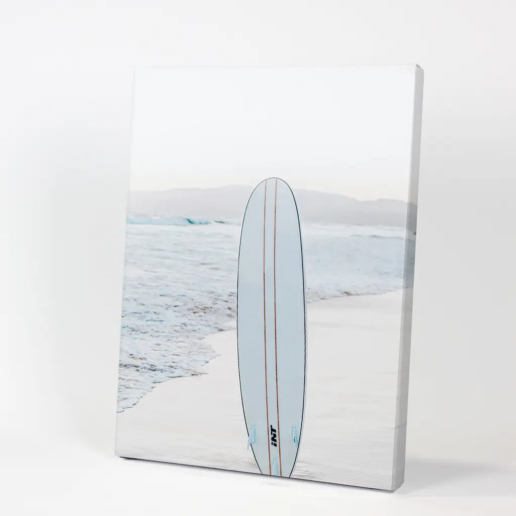 Blue Surfboard Wall Art Print, Coastal Beach Decor
