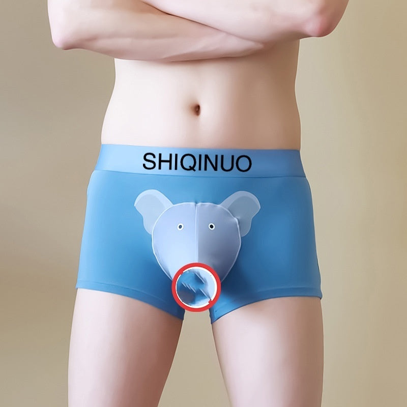Blue boxer briefs with elephant design and