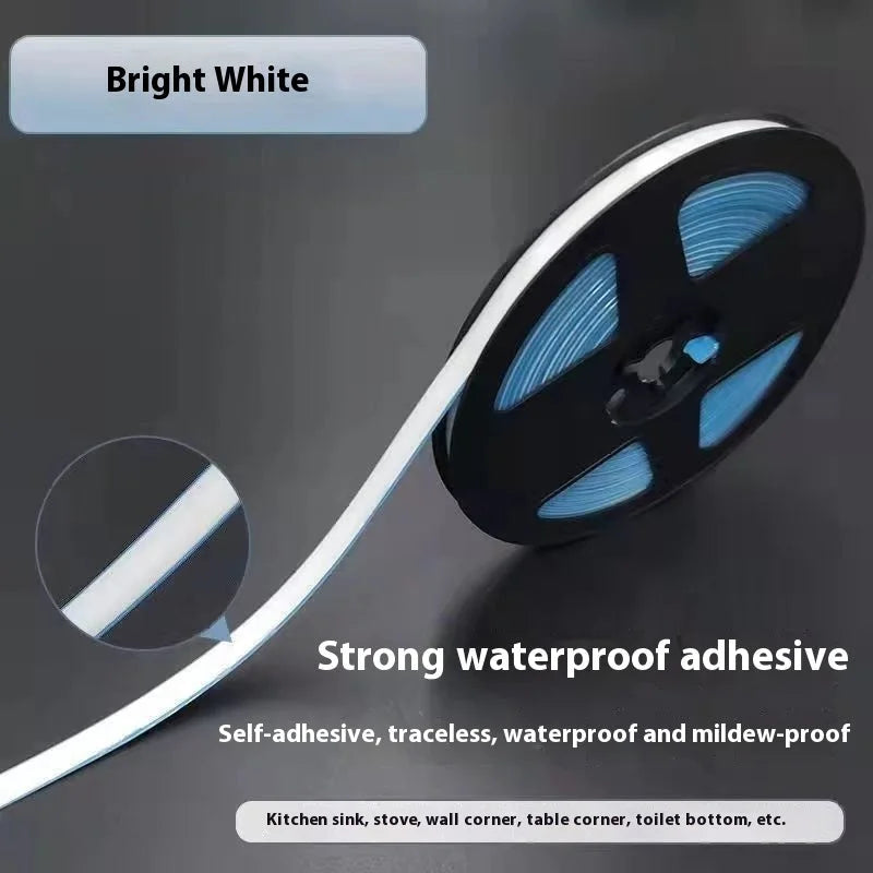Bright white self-adhesive waterproof seam strip for kitchen and bathroom corner sealing and mildew prevention