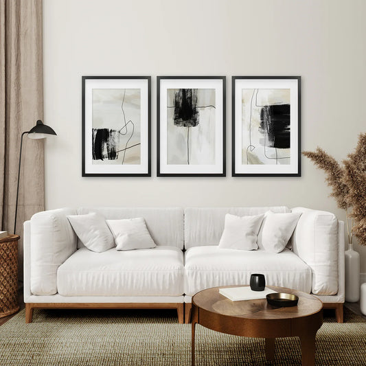Simple Abstract Wall Art Set of 3, Japandi Beige Decor
