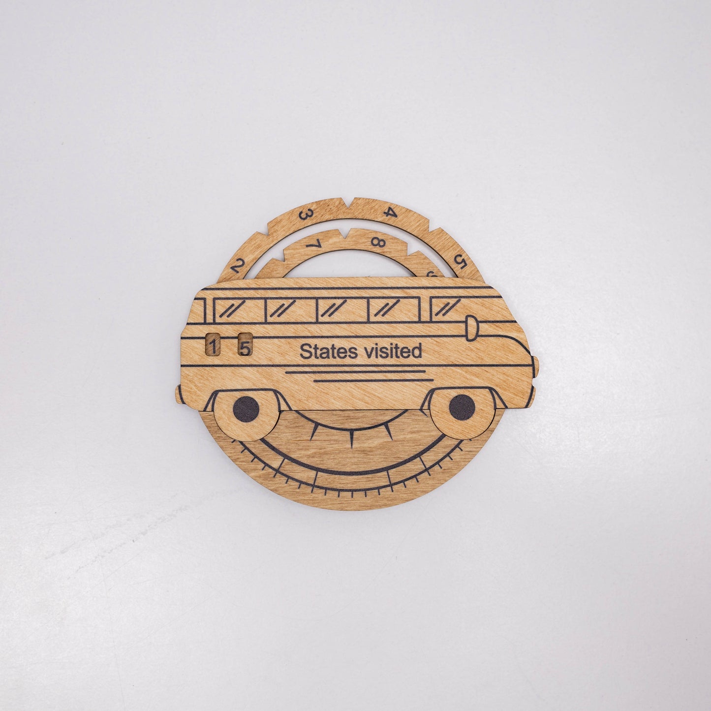 Wooden USA Map Travel Tracker - Gold