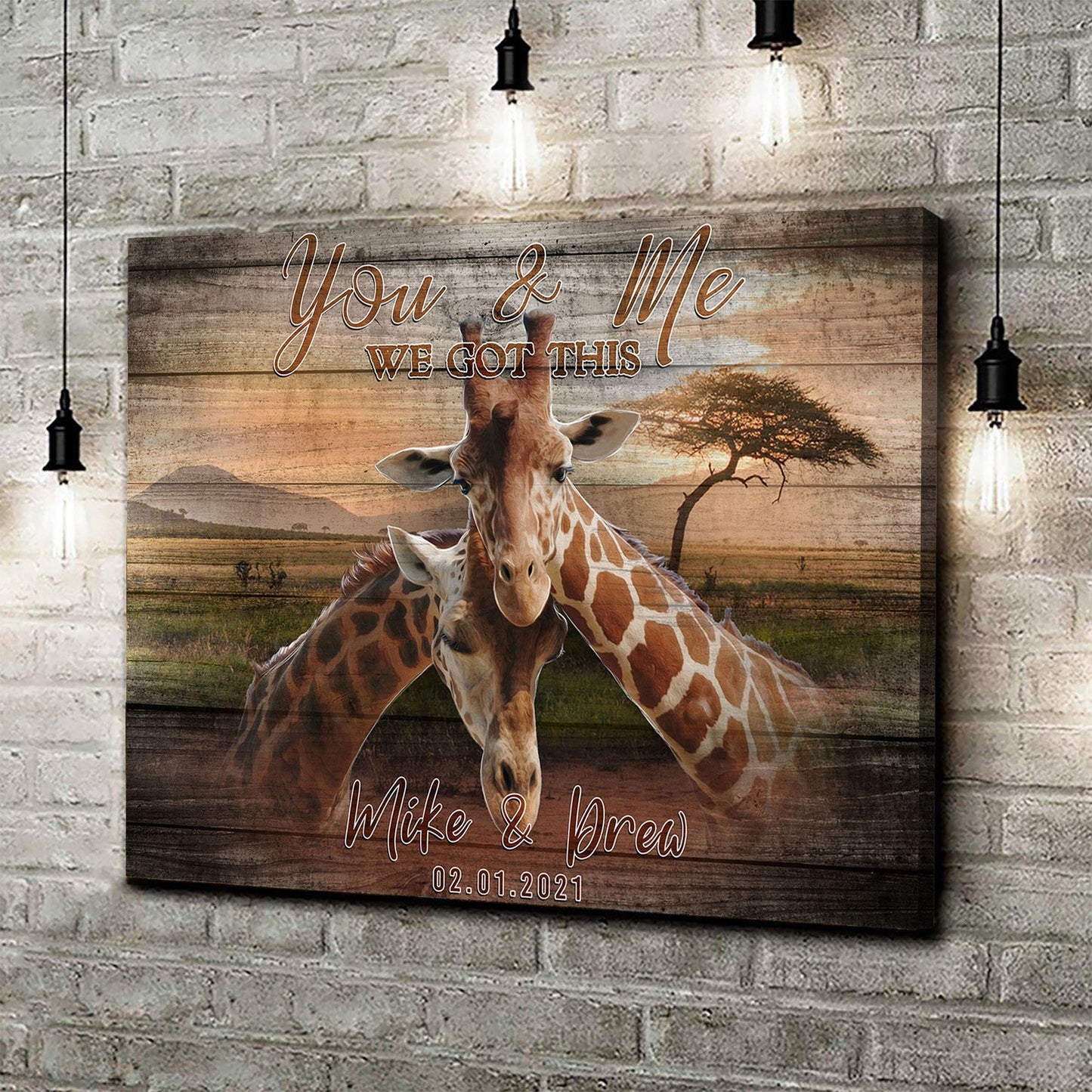 We Got This Couple Giraffe Personalized Canvas Sign