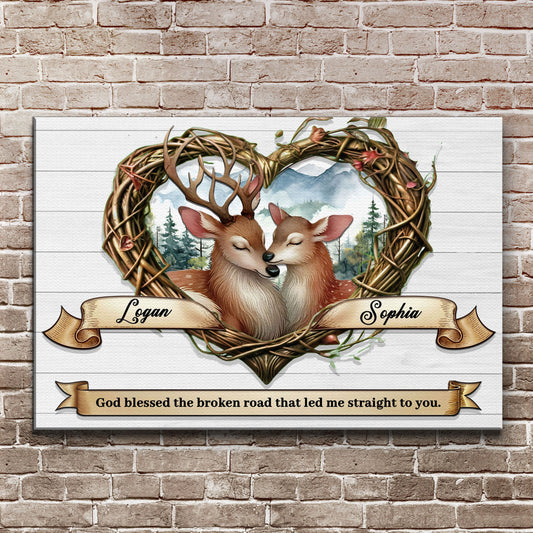 Couple Deer Canvas Wall Art IV