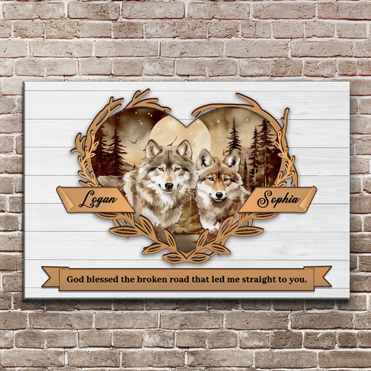 Couple Wolves Canvas Wall Art V