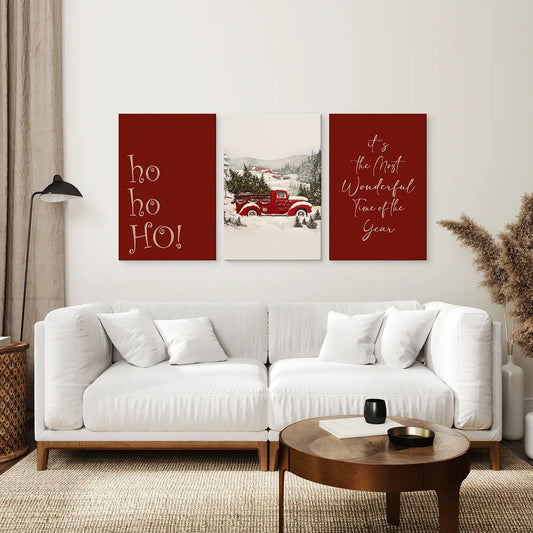 Winter Holiday Decor Wall Art Set of 3 Prints