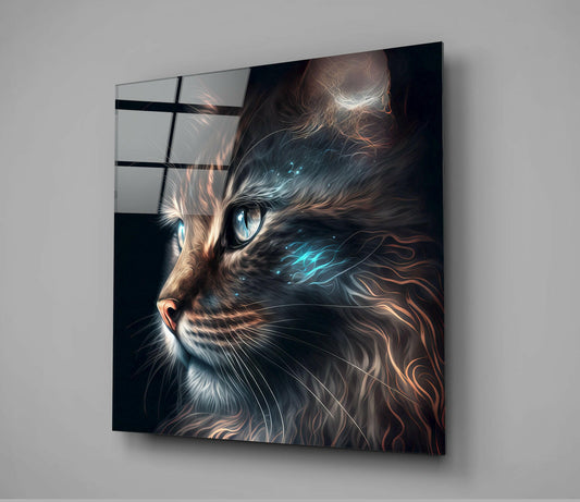 Cat Portrait Glass Wall Art Print
