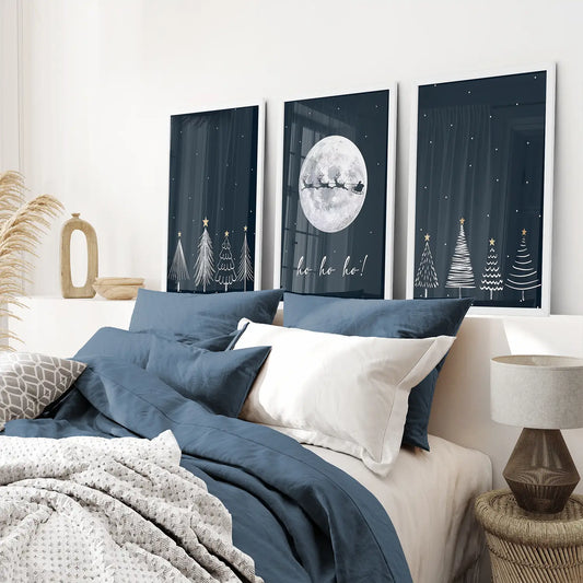 Winter Nordic Landscape Christmas Wall Art Set of 3