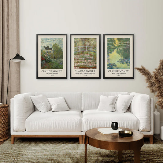 Green Vintage Floral Wall Art Set of 3, Farmhouse Decor