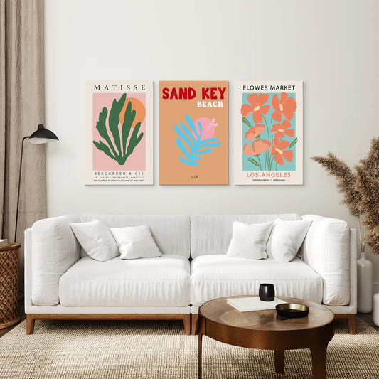 Colorful Abstract Wall Art Set of 3 Matisse-Inspired Prints