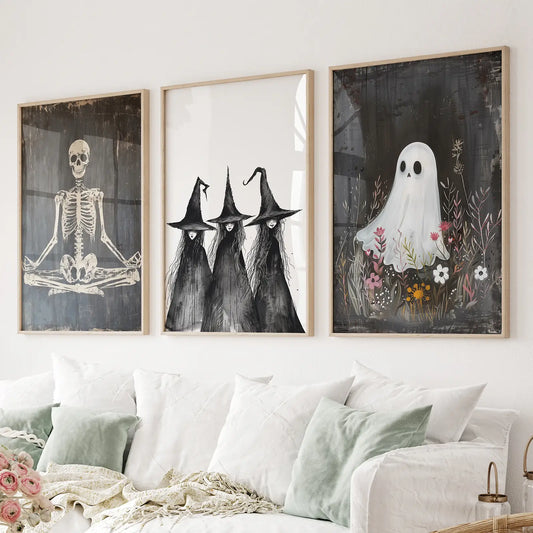 Halloween Witches Wall Art Print Set of 3