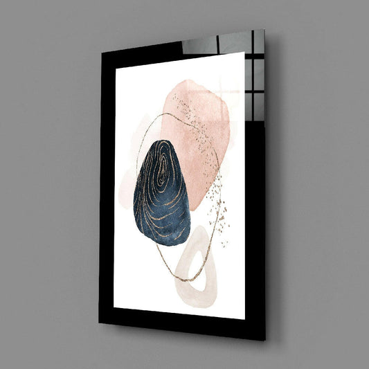 Navy Blush Modernity Abstract Glass Wall Art