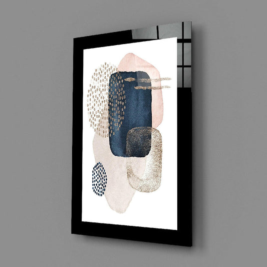 Navy Bronze Abstract Glass Wall Art