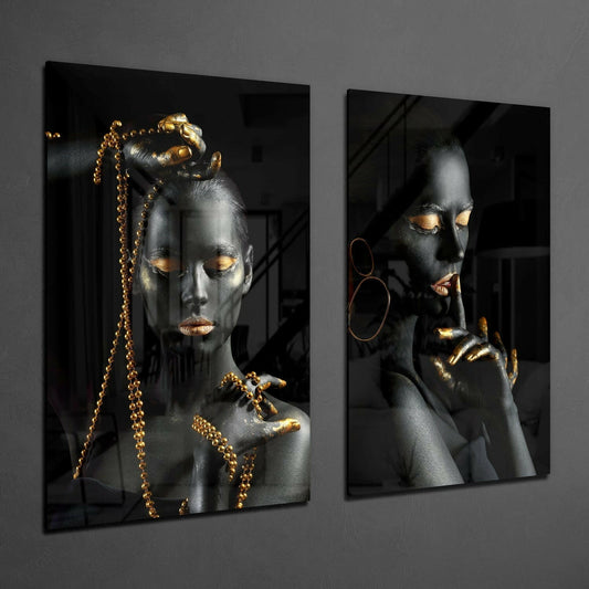 Women 2-Piece Glass Wall Art Set