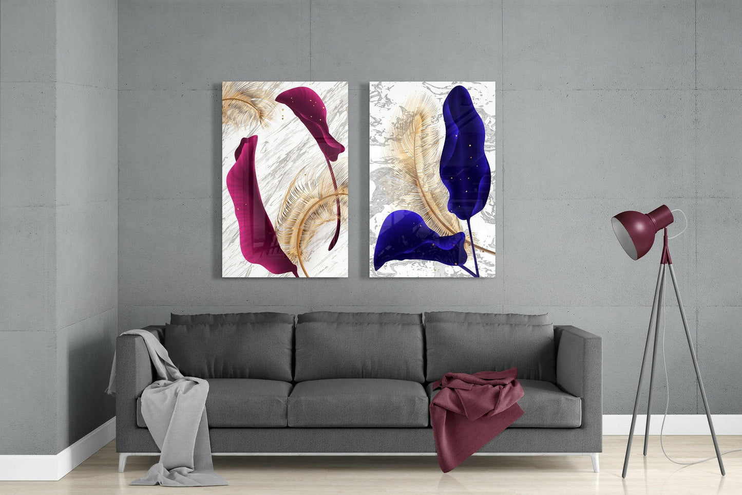 Leaves 2-Piece Glass Wall Art Set