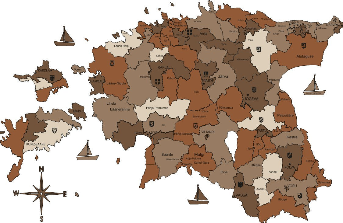 Wooden Estonia map wall art