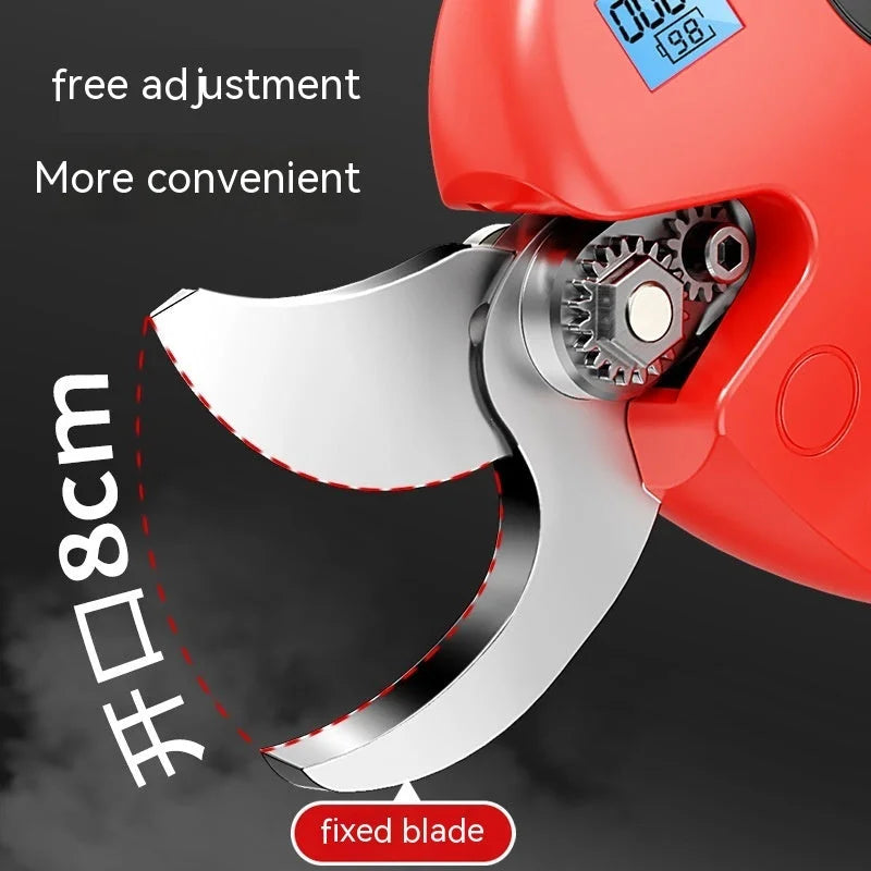 Electric tree pruner blade opening width 8cm with free adjustment feature and fixed blade design for efficient cutting