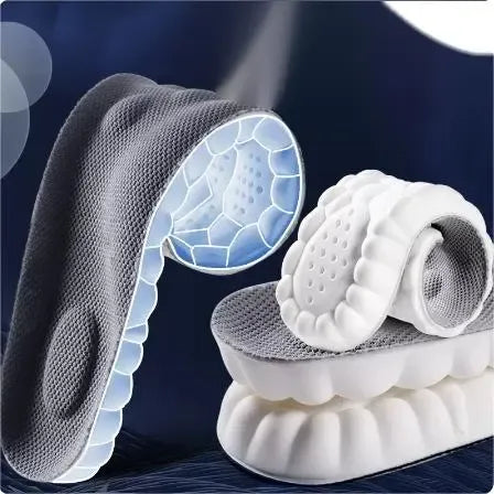 Ergonomic shoe insert with detailed cross-section on a dark background