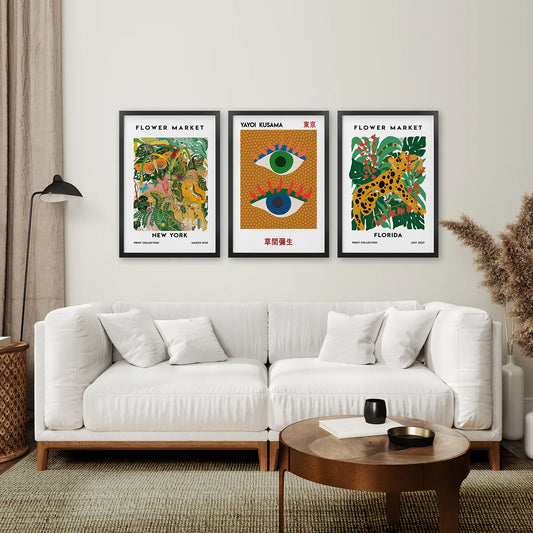 Modern Abstract Flower Marker Wall Art Set of 3