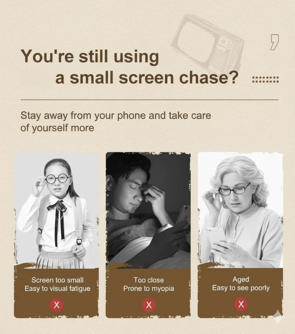 Eye strain reduction comparison showing benefits of large screen viewing