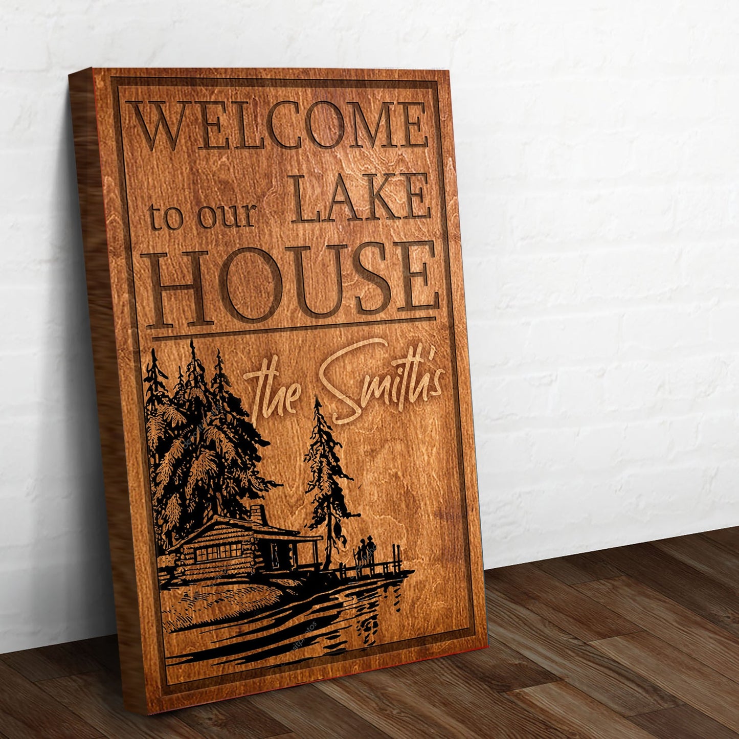 Welcome To Our Lake House Personalized Canvas Sign