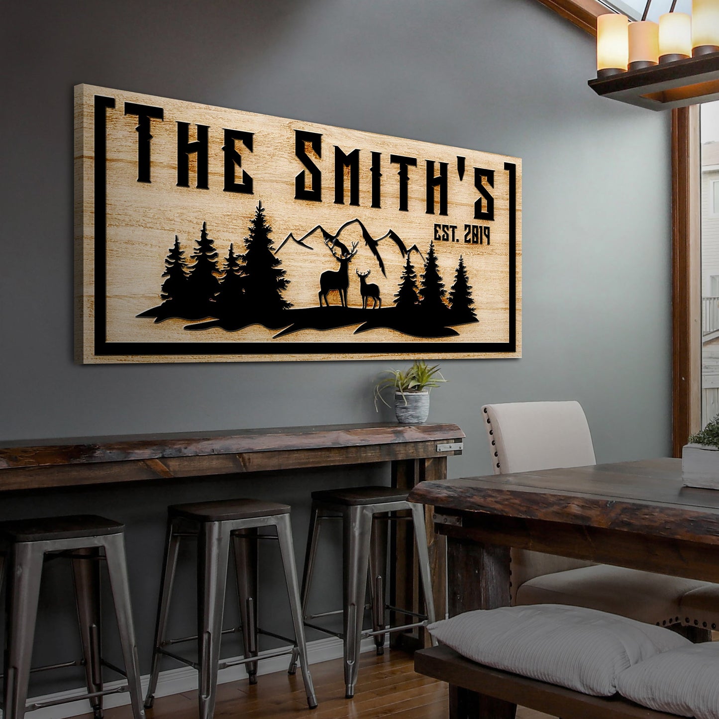 Personalized Family Mountain Canvas Sign