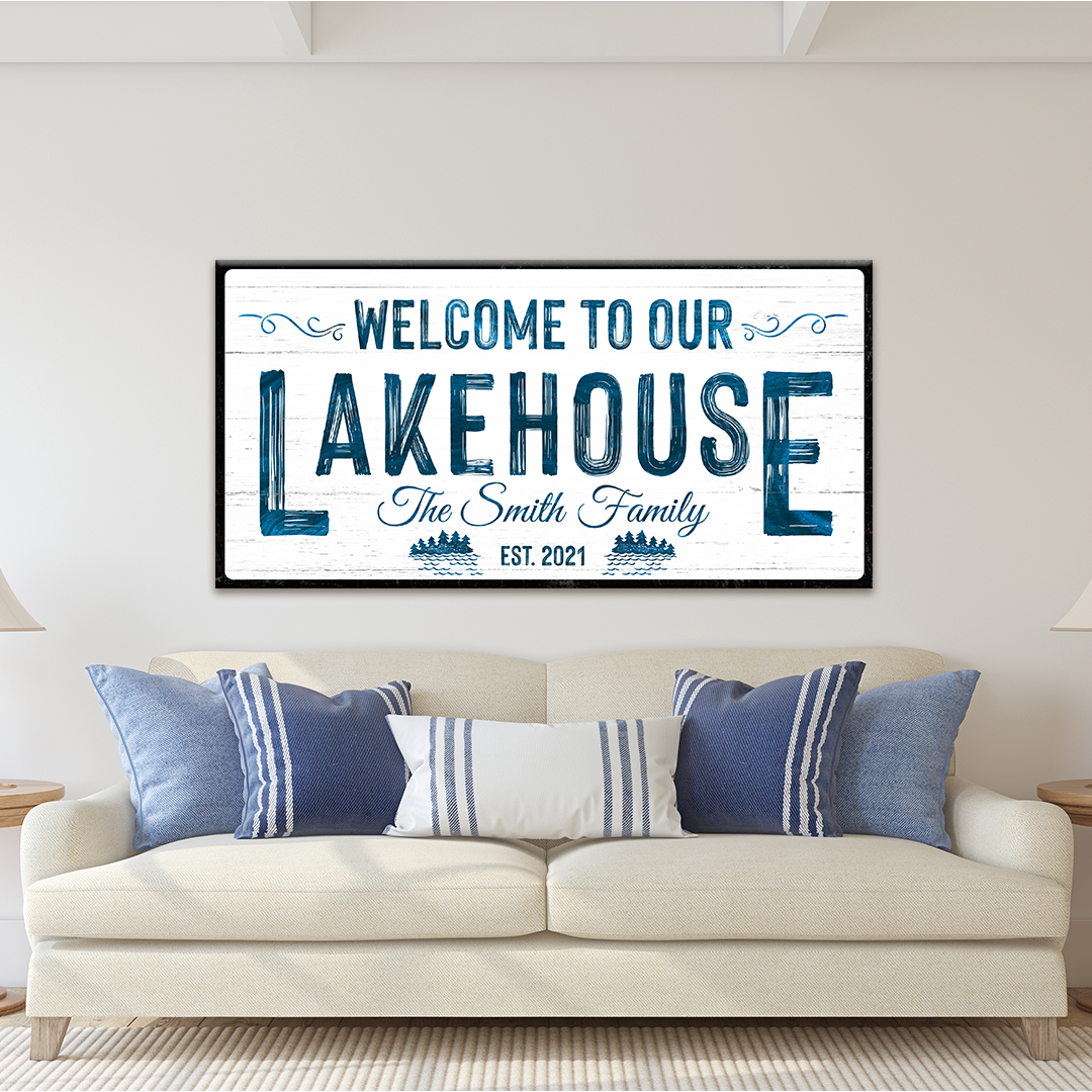 Welcome To Our Lakehouse Canvas Wall Art