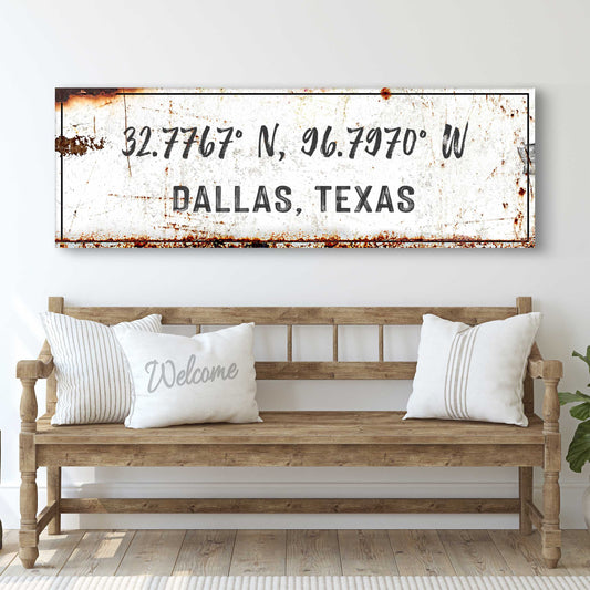 Home Coordinates Personalized Canvas Sign