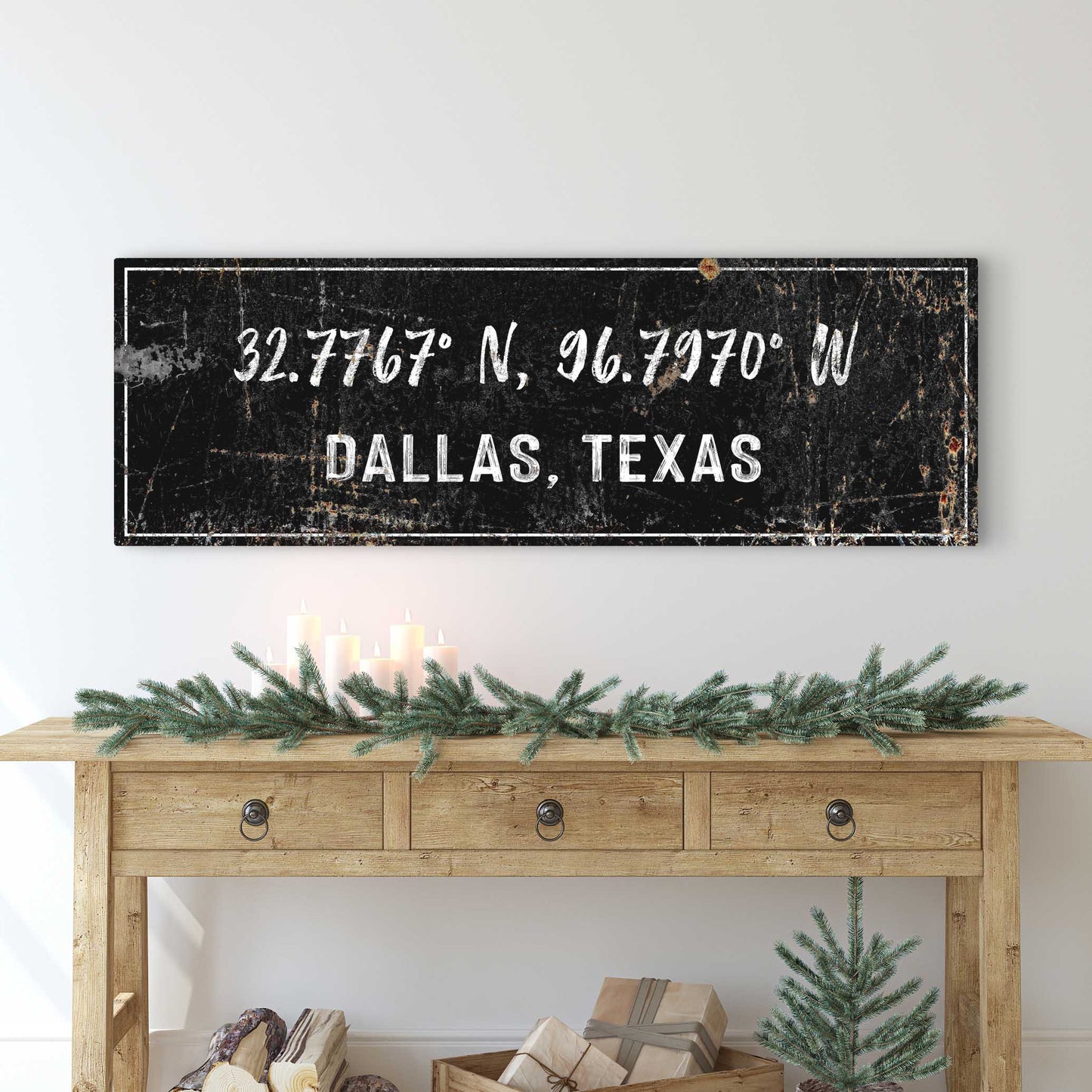 Home Coordinates Personalized Canvas Sign