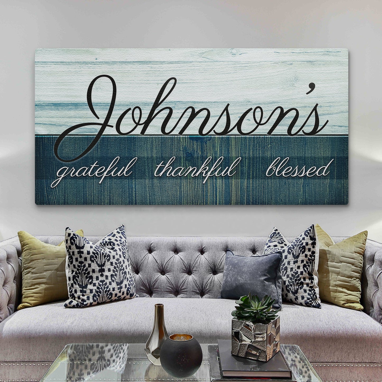 Family Grateful Canvas Wall Art Sign