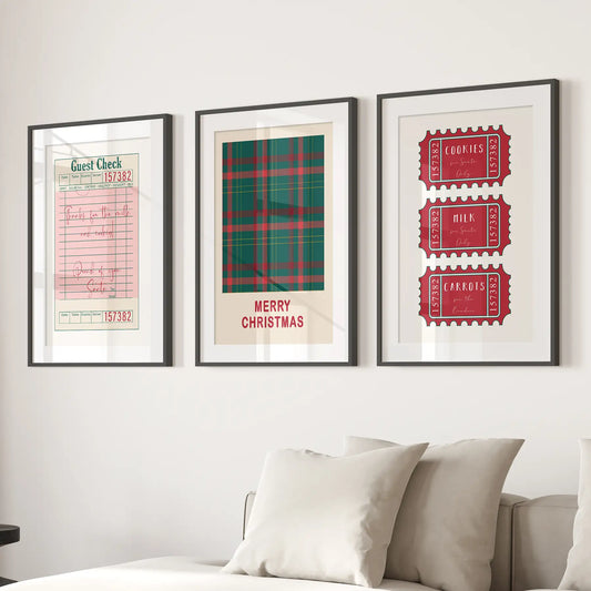 Christmas Guest Check Santa Tickets Wall Art Set