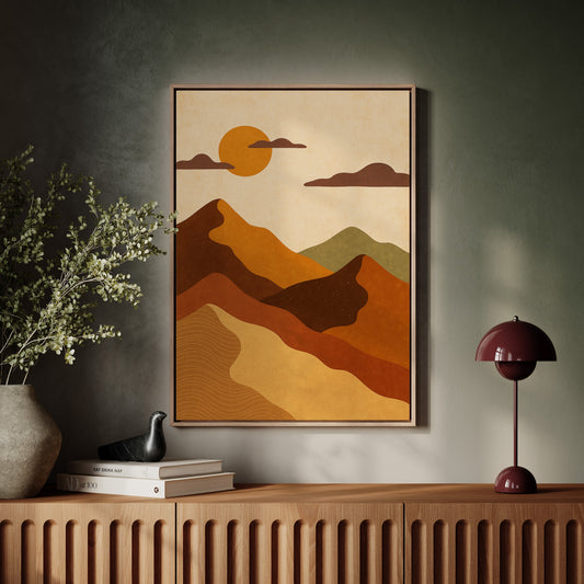 Vintage Sunset Mountain Minimalist Landscape Print