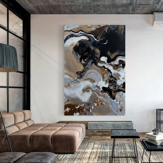 Geode Whispers Earth Tone Abstract Canvas Wall Art