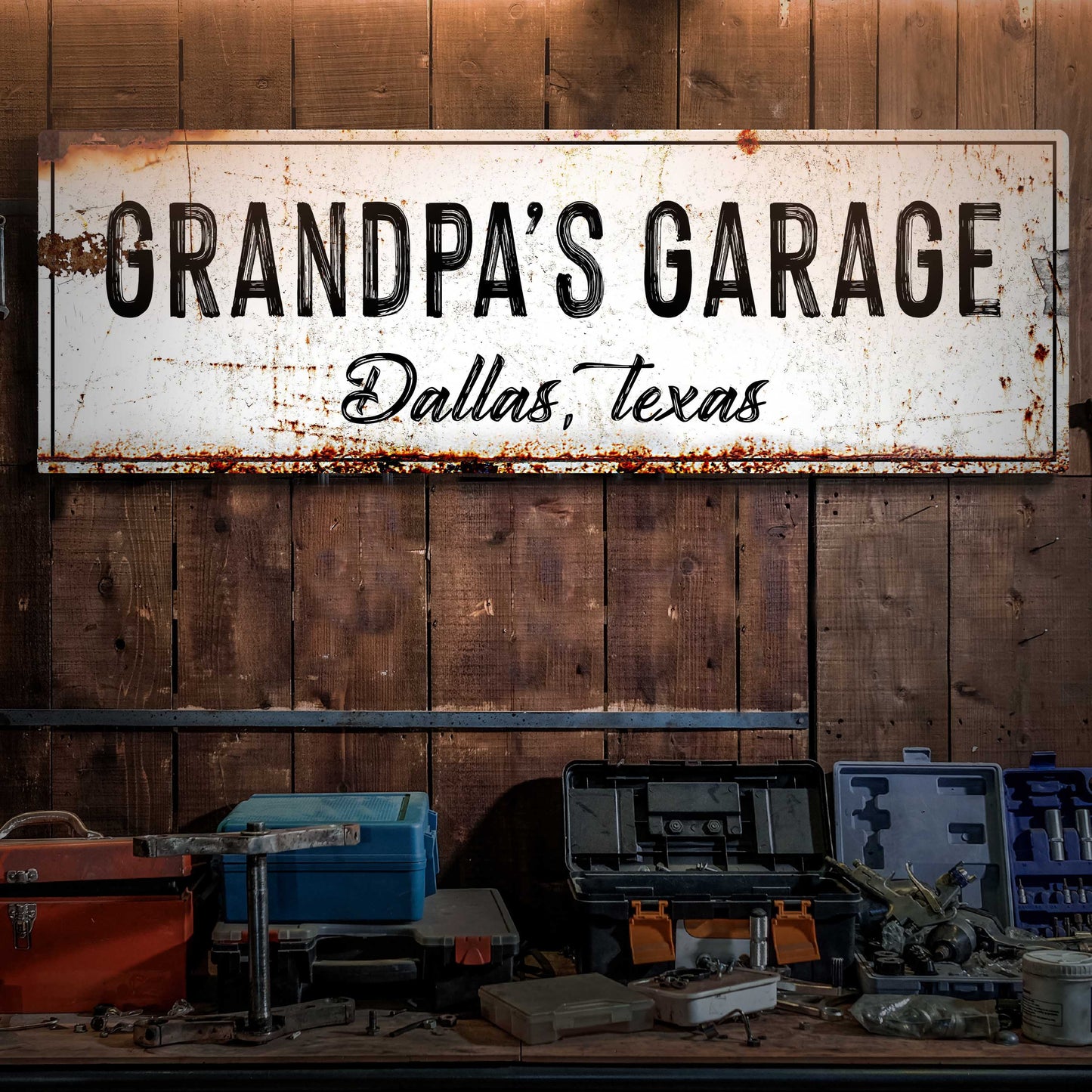 Grandpa's Garage Personalized Canvas Sign