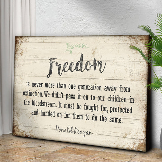 Freedom By Ronald Reagan Patriotic Canvas Sign II