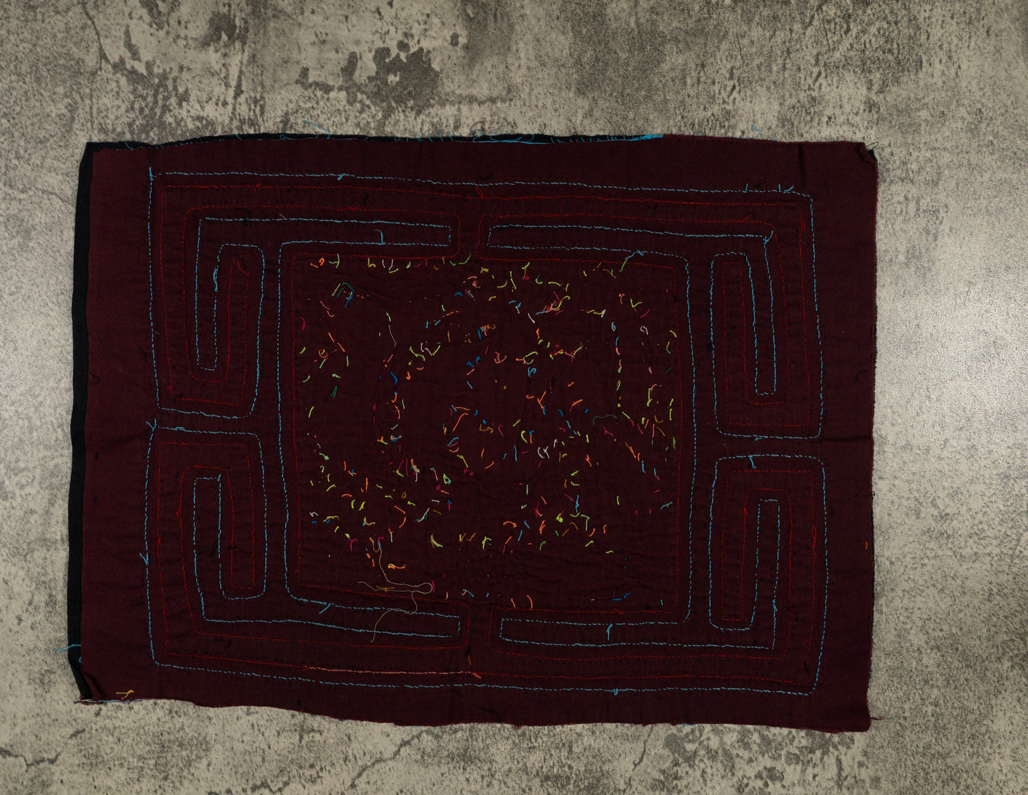 Black Orange and Blue Rooster Mola Tapestry Wall Hanging