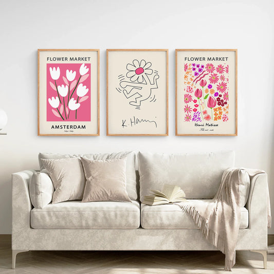 Pink Pop Art Wall Art Set of 3, Modern Gallery Prints