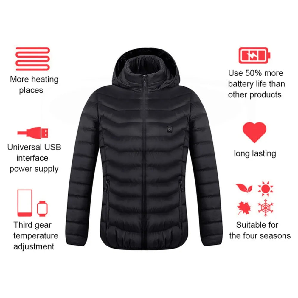 Heated jacket suitable for winter travel outdoor sports daily work