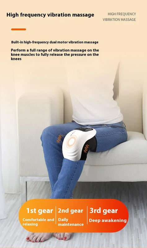 High-frequency vibration knee massager with three speed settings for comfortable relaxation and deep muscle relief