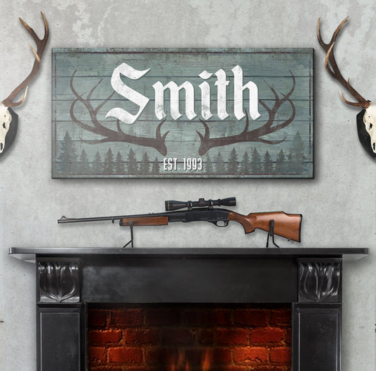 Rustic Family Antler Canvas Sign II