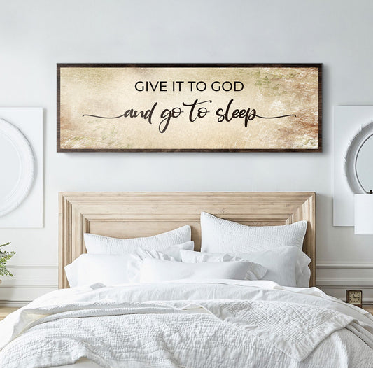 Give It to God Beige canvas shown in a styled room setting, view 2
