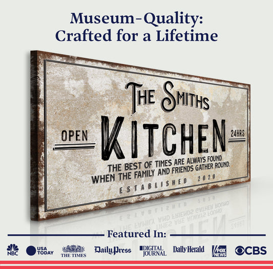 Family Kitchen Rustic Canvas Sign