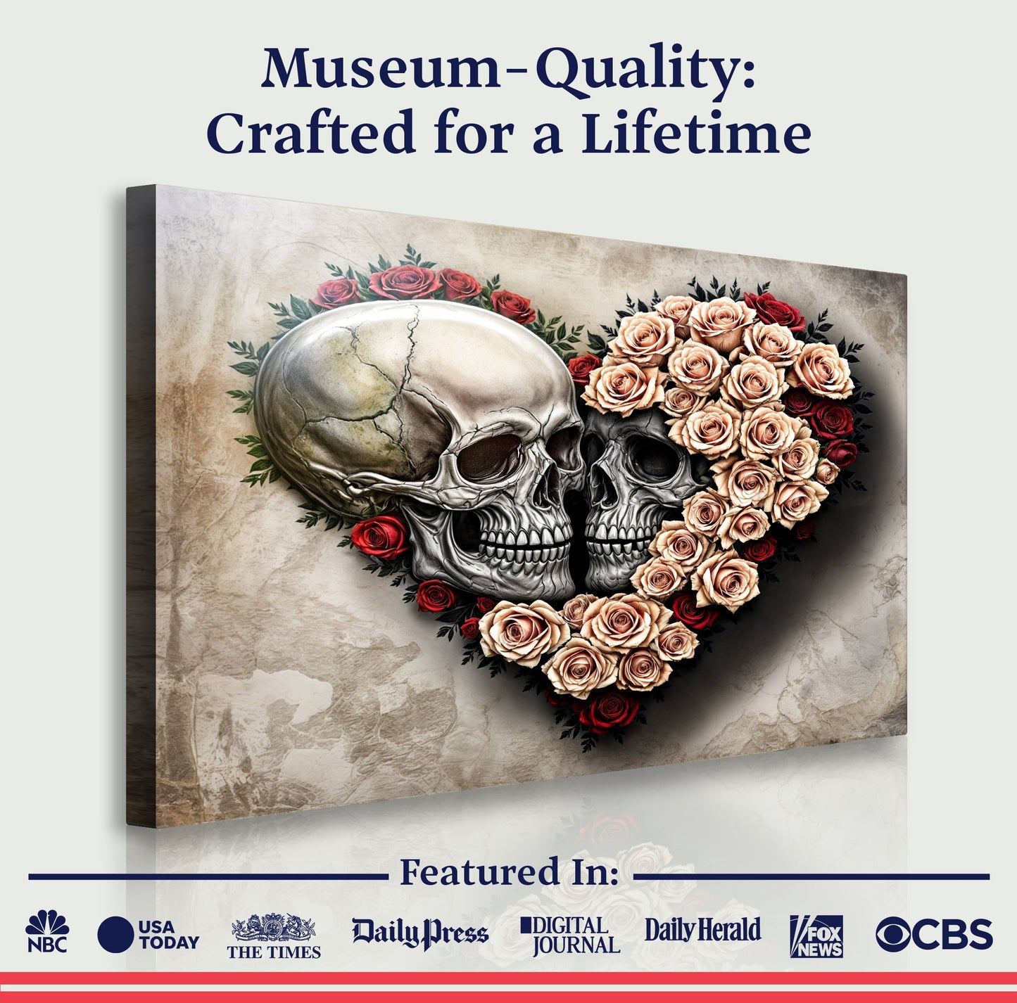 Skull and Flowers Canvas Wall Art