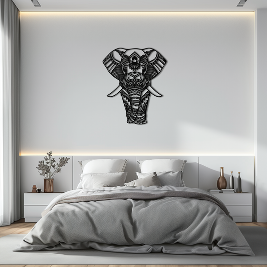 Mandala Elephant Metal Wall Art - Boho Animal Decor