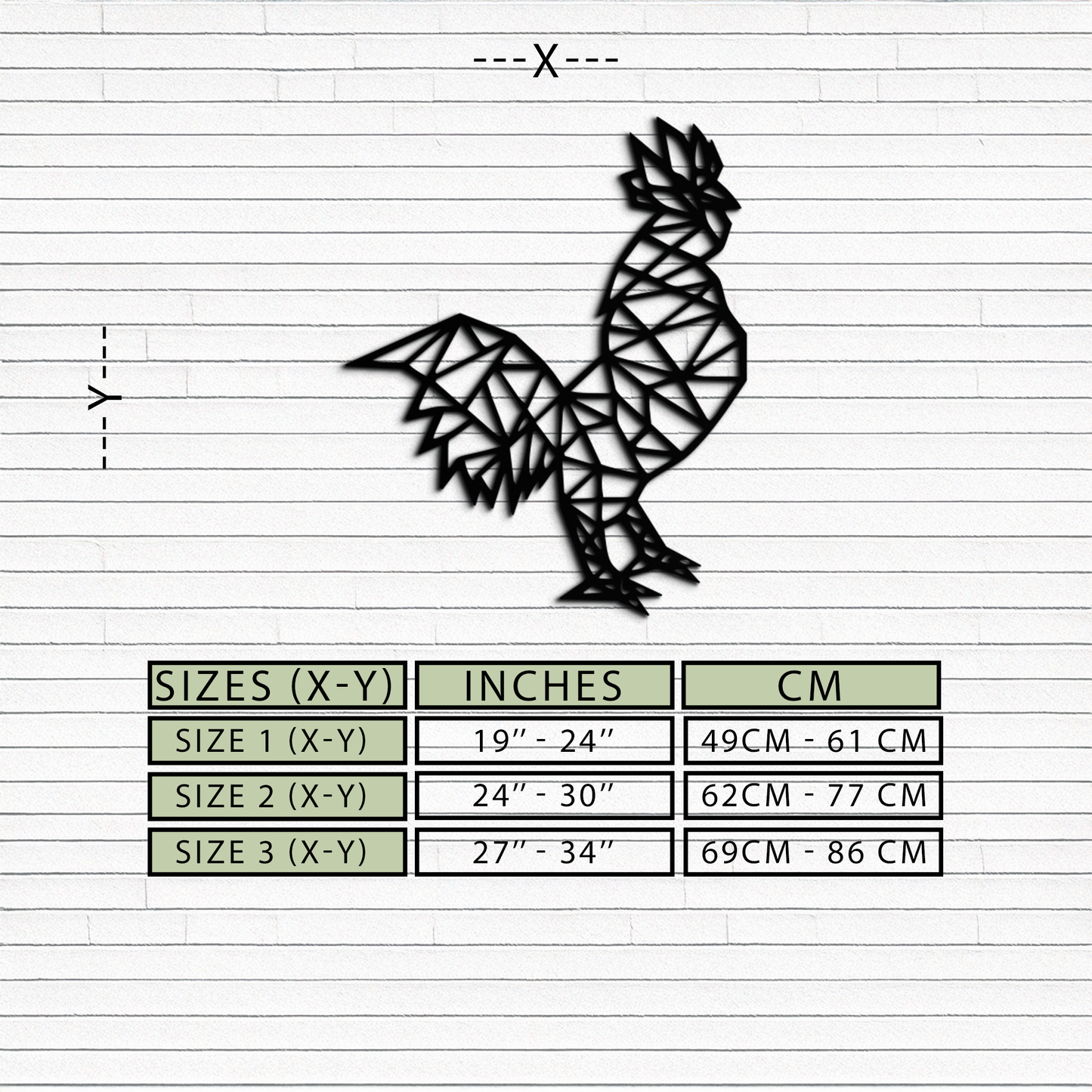 Geometric Rooster Metal Wall Art - Modern Farmhouse Decor