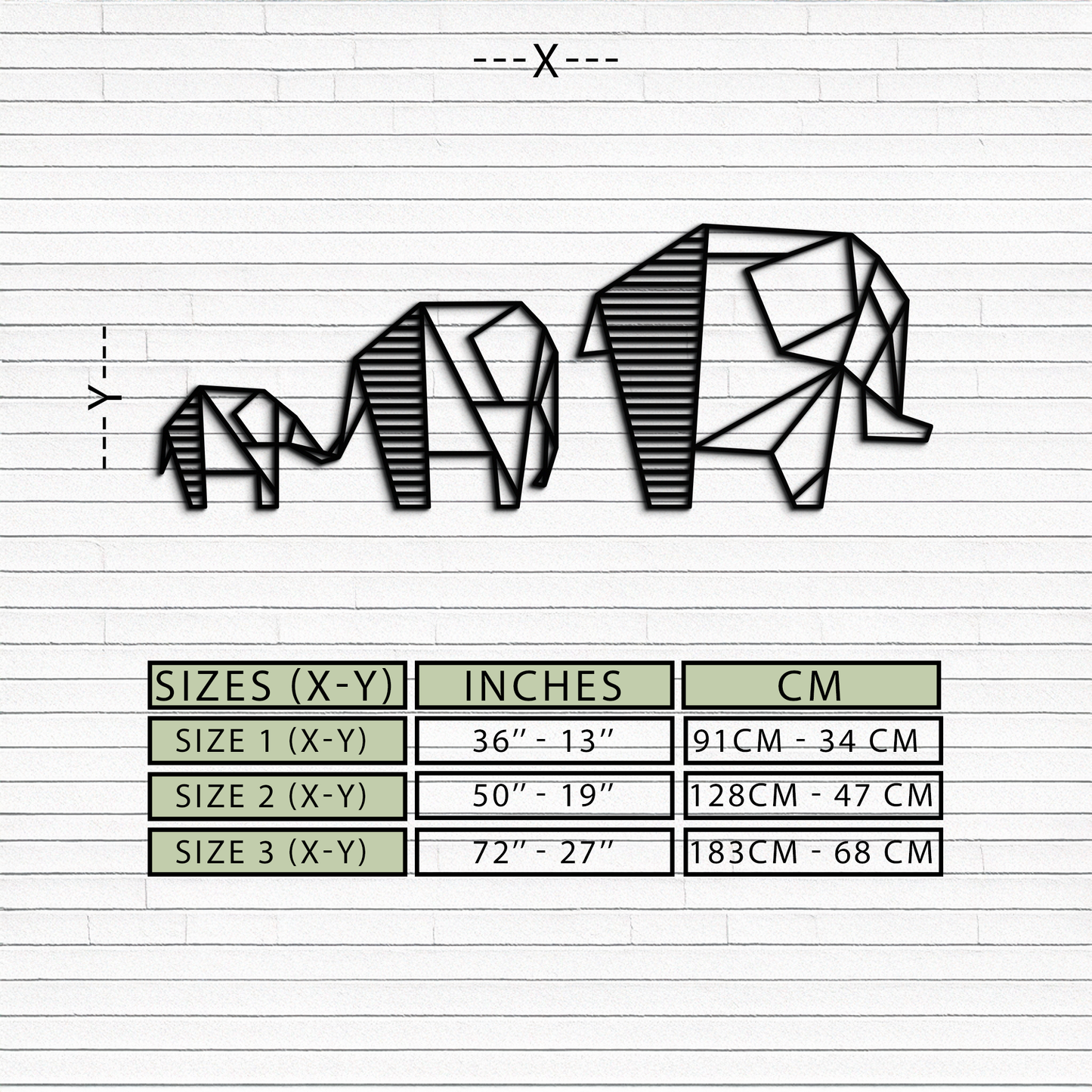 Geometric Elephant Family Metal Wall Art - Modern Decor